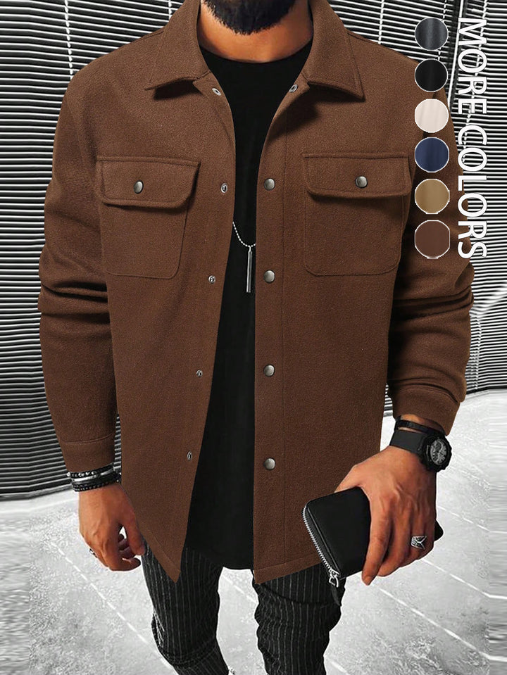 Herren modische Overshirt-Jacke mit praktischen Taschen und modernem Knopfdesign Echoarchiv