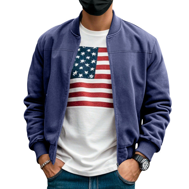 Herren nan Wildlederoptik Bomberjacke mit Reißverschluss und Rippbündchen Echo Archiv
