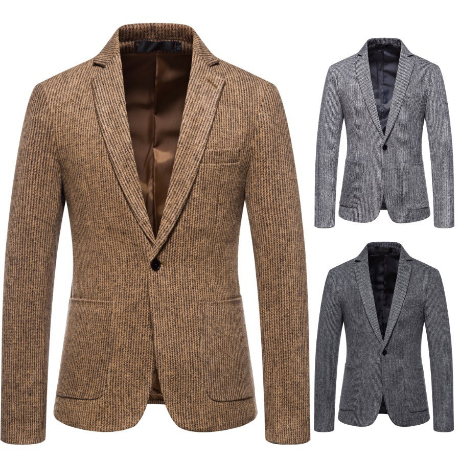 Herren eleganter Strickblazer mit strukturiertem Design und schmalem Schnitt Echoarchiv
