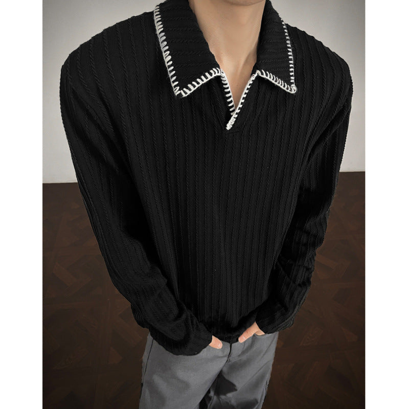 Herren Pullover mit lässigem strukturiertem Design und modischem Kragen Echoarchiv