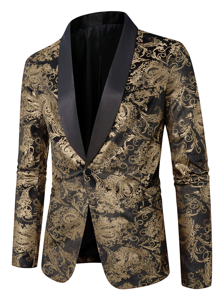 Herren eleganter Pailletten Blazer mit floralem Muster Echoarchiv