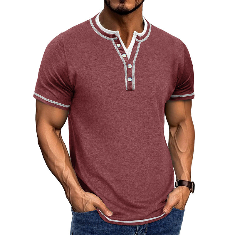 Herren Kurzarm-Henley-Shirt mit edler Knopfleiste und bequemen Schnitt Echoarchiv