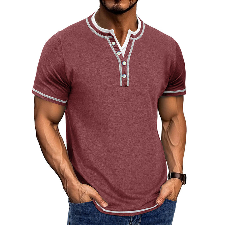 Herren Kurzarm-Henley-Shirt mit edler Knopfleiste und bequemen Schnitt Echoarchiv