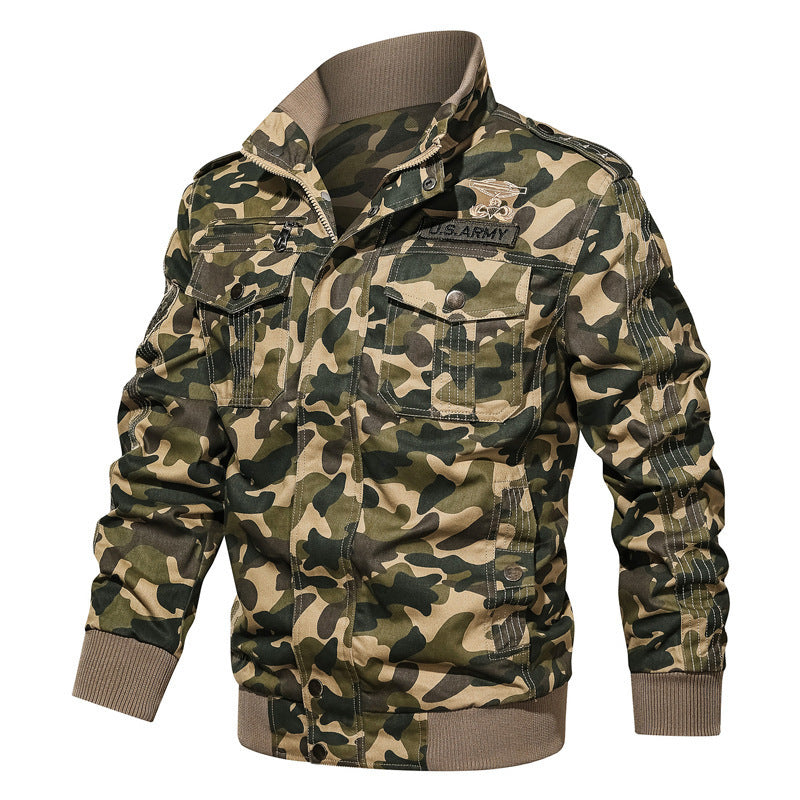 Herren Camouflage-Fieldblouson im Urban-Militärstil mit Rippbündchen und Mehrfach-Taschen Echoarchiv