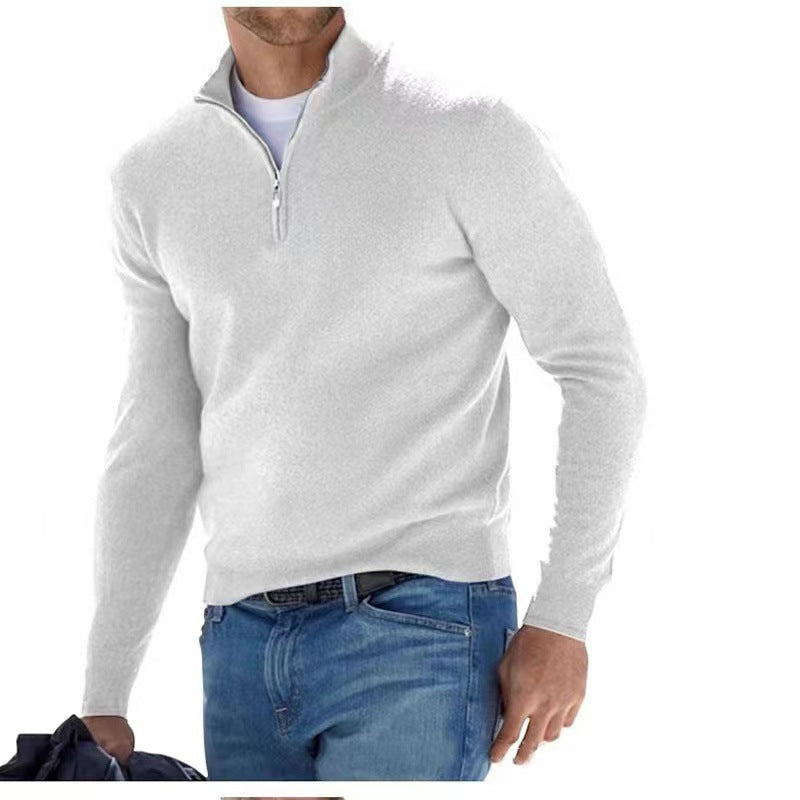 Herren eleganter Pullover mit hohem Kragen und feinem Rippdesign Echoarchiv