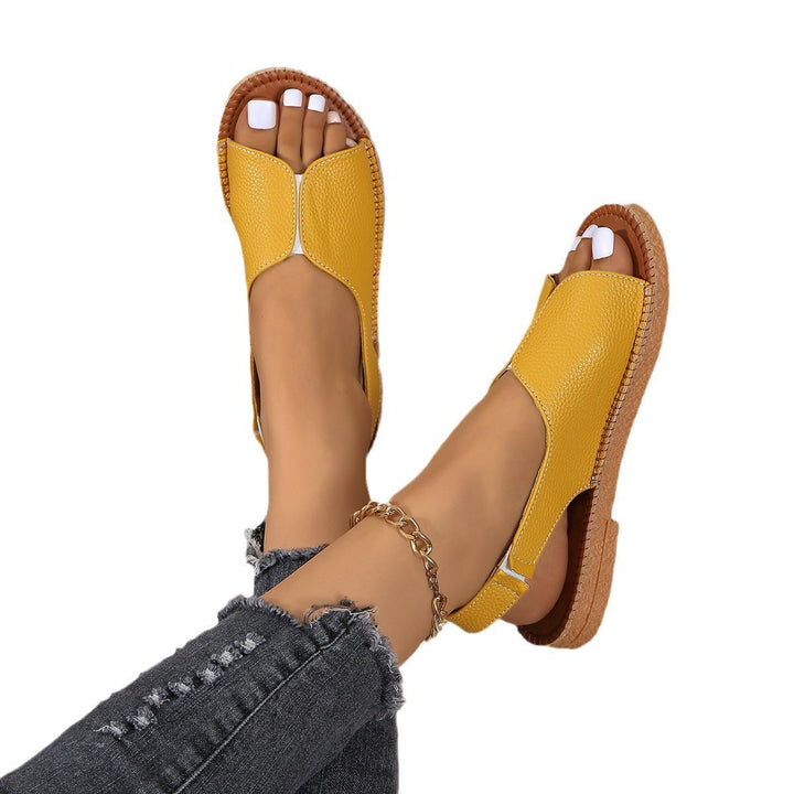 Damen Bequeme Slingback-Sandalen mit genarbtem Lederoptik-Obermaterial und handgenähter Ziernaht – Sorelia
