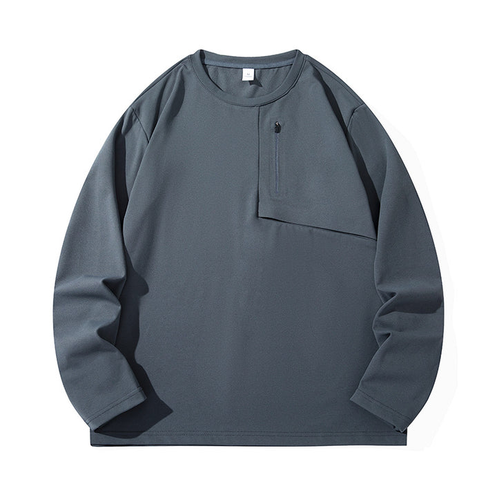 Unisex Oversize Langarm‑Sweatshirt mit Brustreißverschlusstasche und Rundhalsausschnitt Echoarchiv