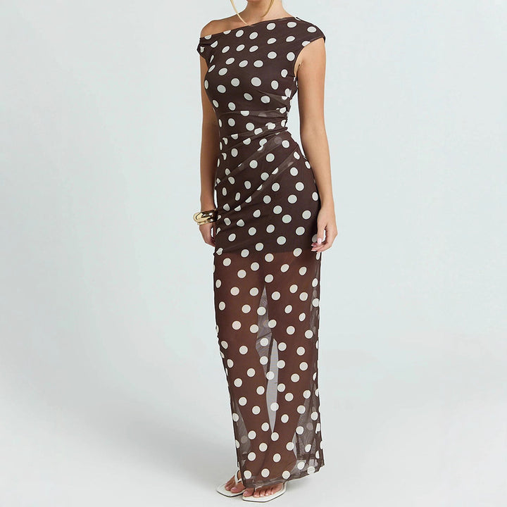 Damen Elegantes und transparentes Maxikleid mit Punkten Echo Archiv