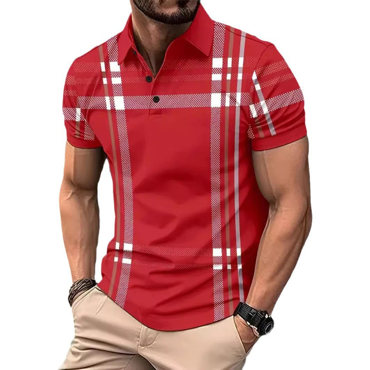 Herren Poloshirt mit modernem Karomuster und sportlichen Akzenten Echoarchiv
