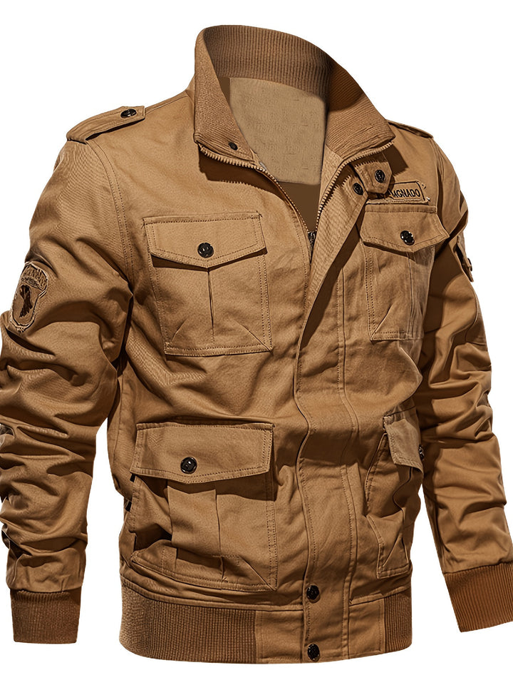 Herren Fieldjacke im Military-Stil mit Mehrfach-Taschen und Strickkragen Echoarchiv