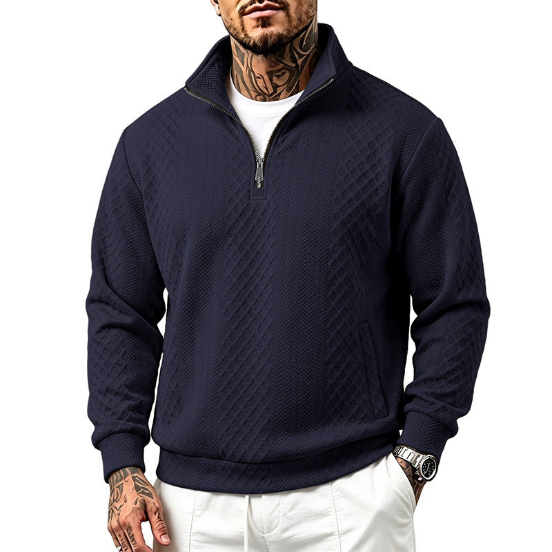 Herren Strukturierter Halbzip-Sweater aus Feinstrick mit Zopfmuster und Eingriffstaschen Echoarchiv