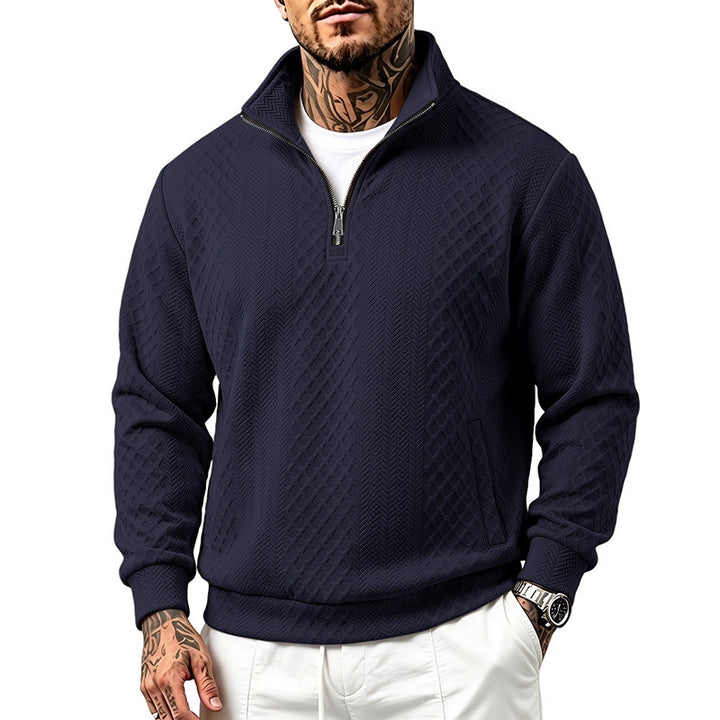 Herren Strukturierter Halbzip-Sweater aus Feinstrick mit Zopfmuster und Eingriffstaschen Echoarchiv
