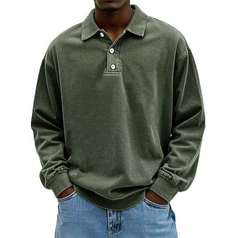 Herren Oversize Langarm Polo aus Baumwollmix – Cavello