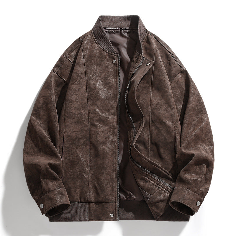 Herren modische Suede Bomberjacke mit sportlichen Elementen Echoarchiv
