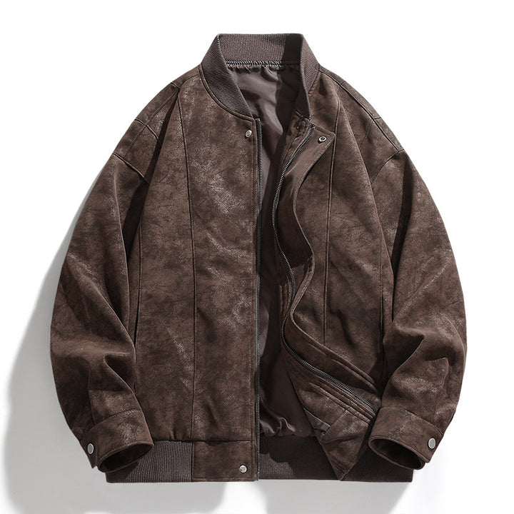 Herren modische Suede Bomberjacke mit sportlichen Elementen Echoarchiv