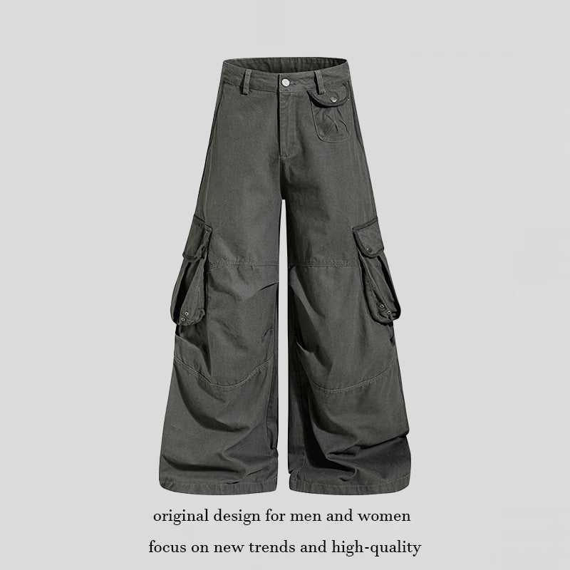 Damen weite Cargo‑Culottehose mit hoher Taille und Multifunktions‑Taschen Echoarchiv