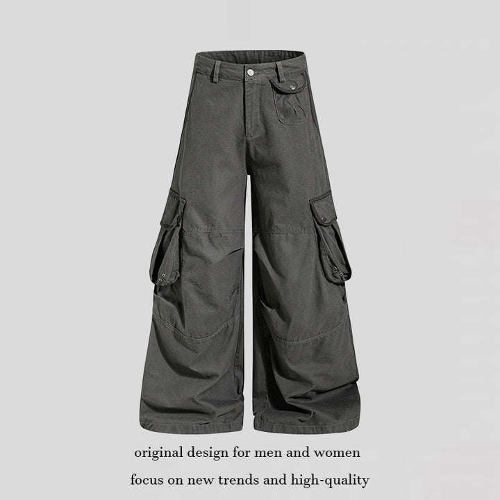 Damen weite Cargo‑Culottehose mit hoher Taille und Multifunktions‑Taschen Echoarchiv