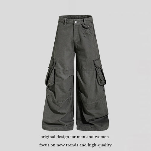 Damen weite Cargo‑Culottehose mit hoher Taille und Multifunktions‑Taschen Echoarchiv