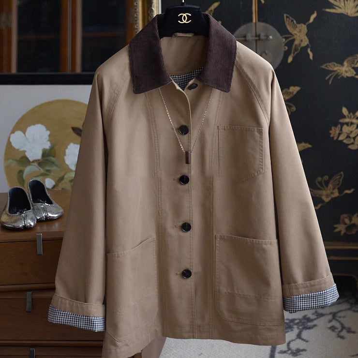 Herren Chorejacke mit Cordkragen, Raglanärmeln und aufgesetzten Taschen Echo Archiv