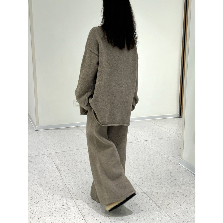 Damen Flauschiges Oversize Off-Shoulder Strick-Loungewear-Set mit weiter Silhouette Echoarchiv