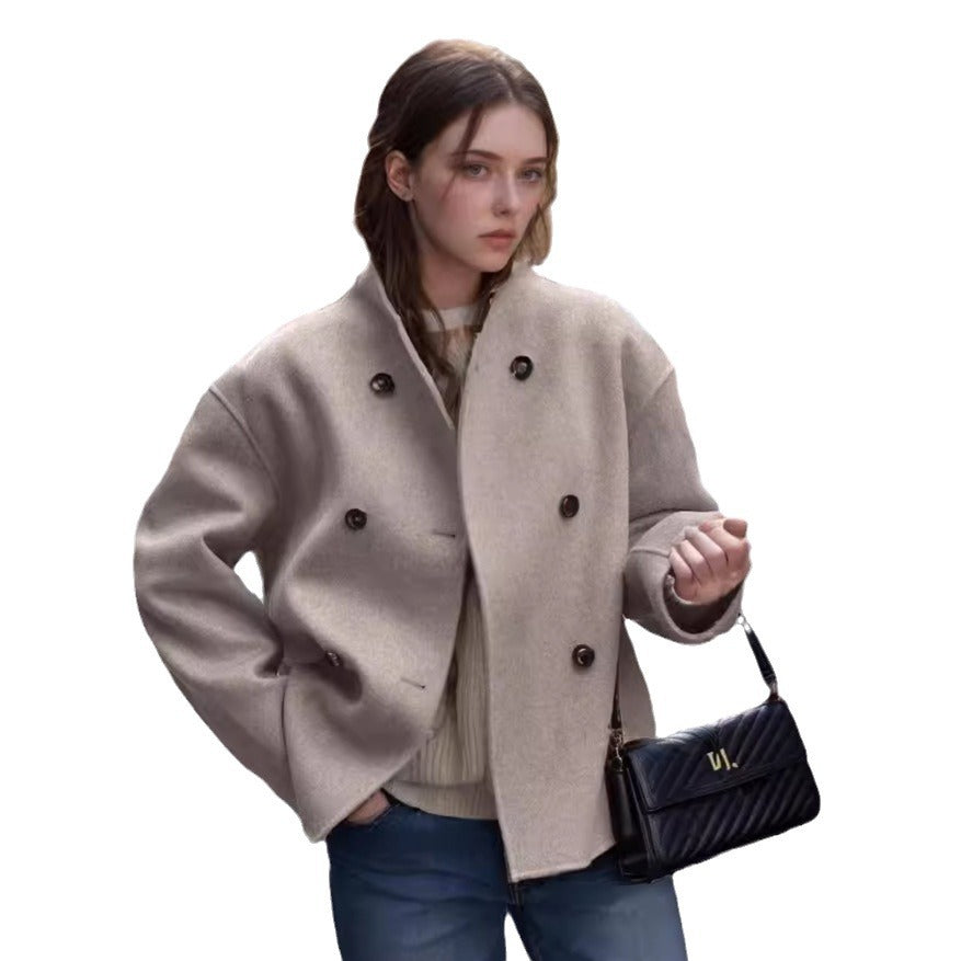 Damen modische Kurzjacke mit strukturiertem Gewebe und abgerundetem Saum Echoarchiv