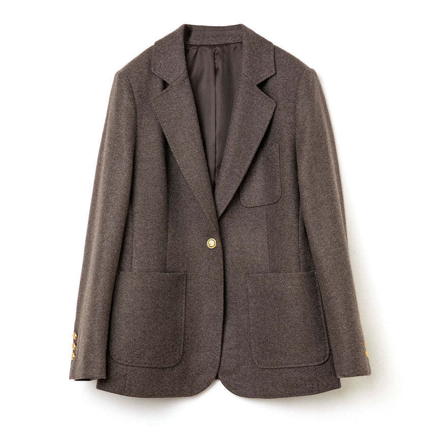 Damen Eleganter Wollblazer mit aufgesetzten Taschen Echoarchiv