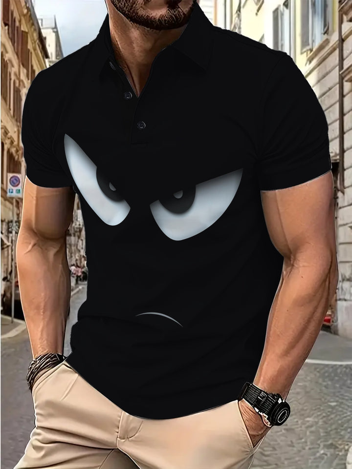 Herren Polo-Shirt mit auffälligem grafischen Print Echoarchiv