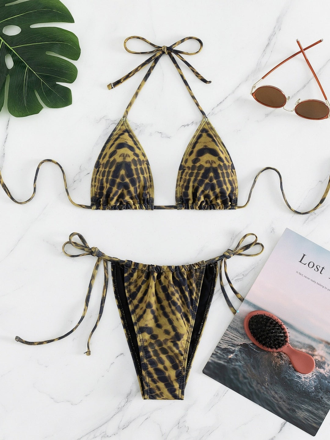 Damen Triangel-Bikini mit verstellbaren Schnürdetails Echo Archiv