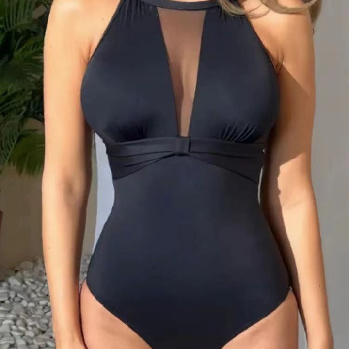Damen Sportlicher Einteiler mit transparentem Mesh-Einsatz Echo Archiv