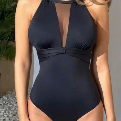 Damen Sportlicher Einteiler mit transparentem Mesh-Einsatz Echo Archiv