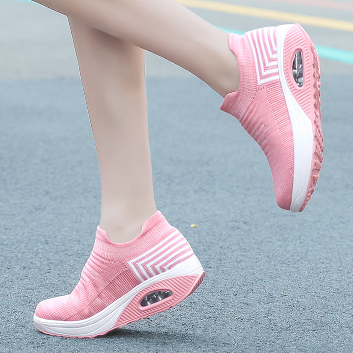 Damen nan gestrickter Schlupf-Walking-Sneaker mit anatomischer Pronationsstütze, Luftpolster-Zwischensohle und sockenähnlichem Schaft Echo Archiv