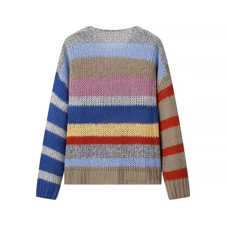 Damen Oversize-Strickpullover aus Mohairmix mit voluminösen Ballonärmeln und Blockstreifen Echo Archiv