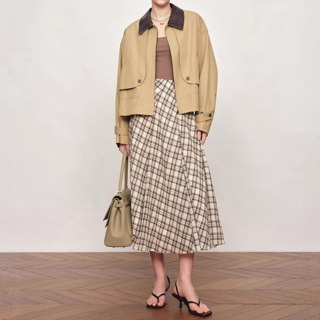 Damen Lässige und modische Übergangsjacke mit kontrastiertem Kragen Echoarchiv