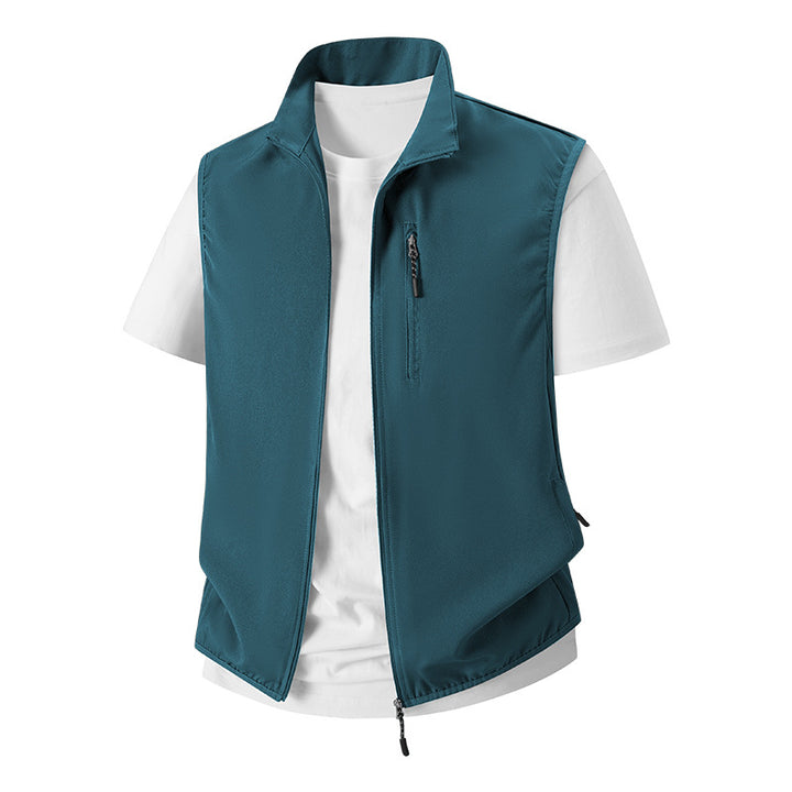 Herren Leichte Softshell-Utility-Weste mit Stehkragen, wasserabweisender Außenlage und Reißverschlusstaschen Echoarchiv