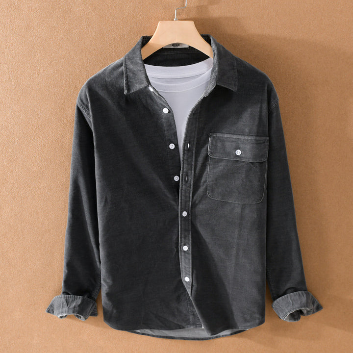 Herren Cord-Overshirt mit Brusttasche, Relaxed-Fit und durchgehender Knopfleiste Echoarchiv