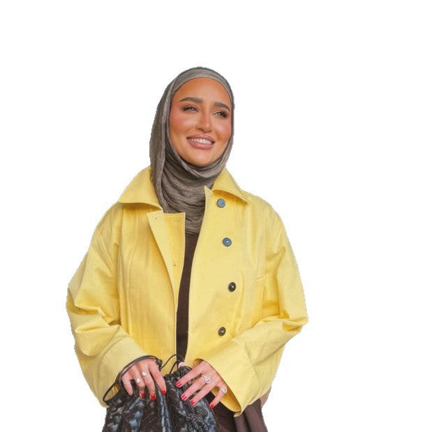 Damen Leichter Regen-Trench mit Doppelreiher, kastiger Oversize-Silhouette und Hemdkragen Echoarchiv