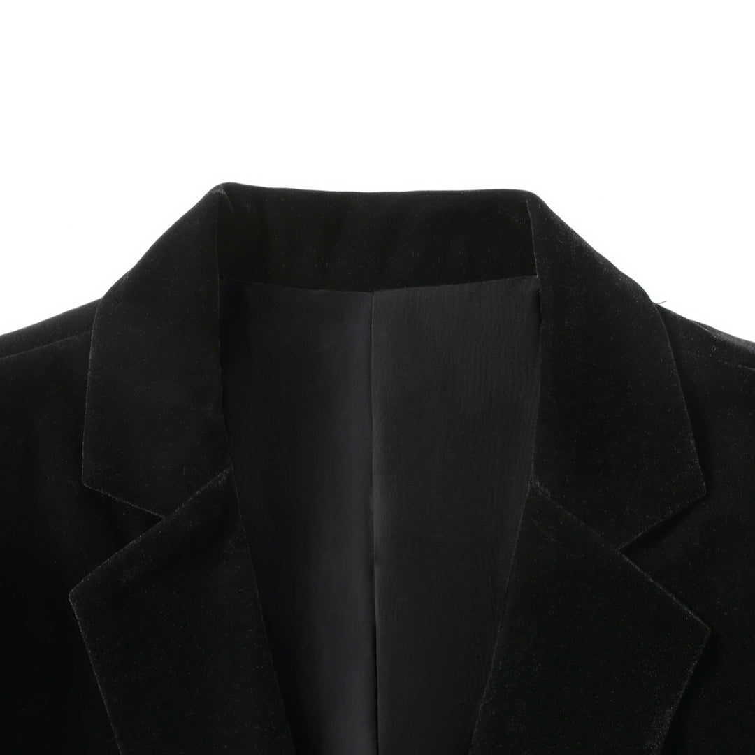 Herren eleganter Samtblazer mit feinen Details Echoarchiv