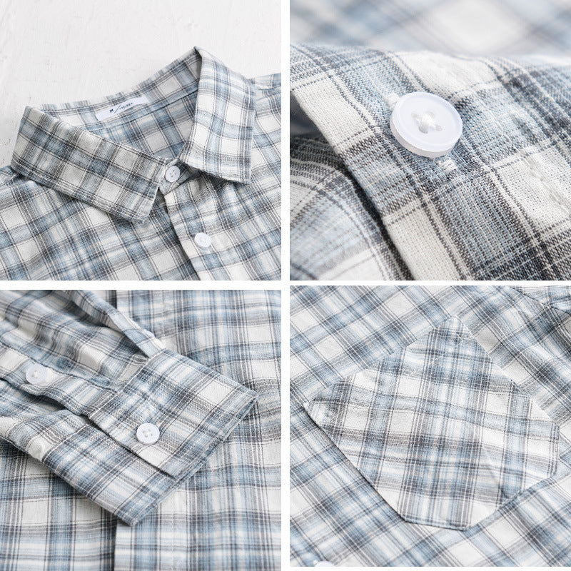 Herren Lockeres Karo-Layering-Hemd aus leichtem Baumwollmix mit aufgesetzter diagonal gemusterter Brusttasche Echoarchiv