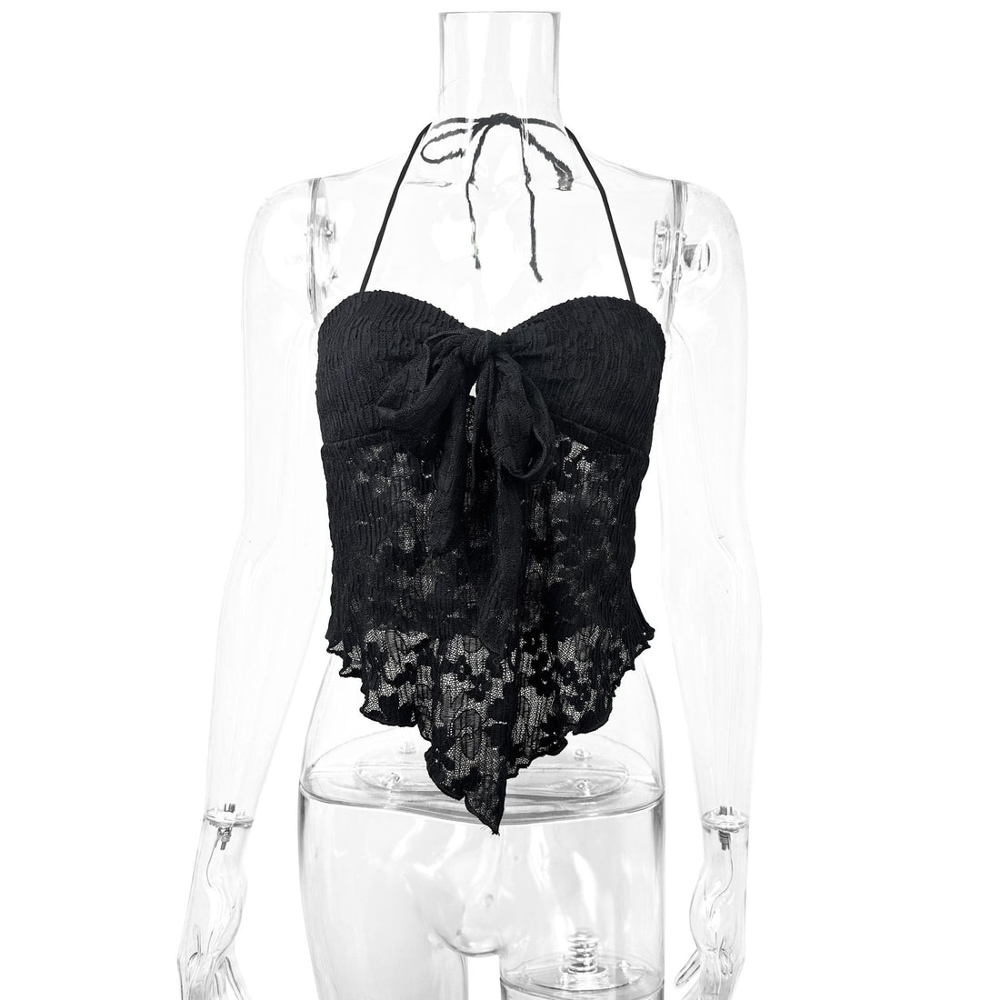 Damen Freizeit Top mit verspieltem Bindeband und Spitze – Orélia