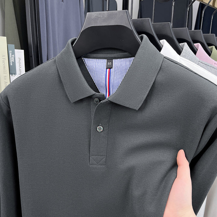 Herren Langärmliges Polohemd mit strukturiertem Design und atmungsaktiven Eigenschaften Echoarchiv