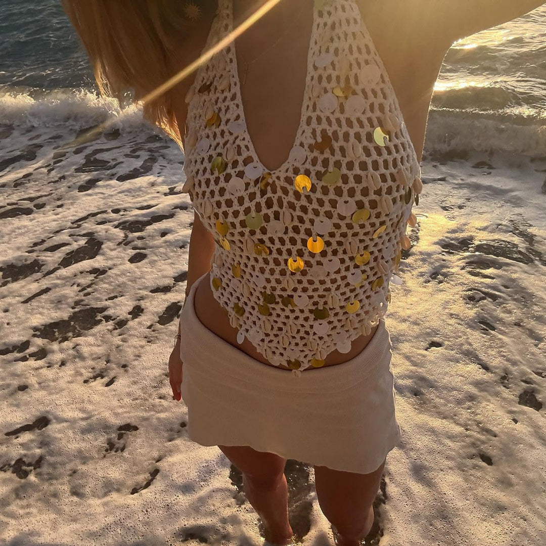 Damen luftiges Strandtop mit glitzernden Details Echo Archiv