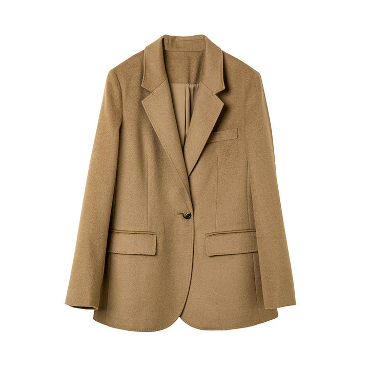 Damen Lang geschnittener Wollmix-Blazer mit Ein-Knopf-Verschluss und Pattentaschen Echoarchiv