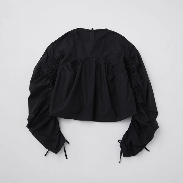 Damen Kurzbluse mit gerafften Ballonärmeln – Avérine
