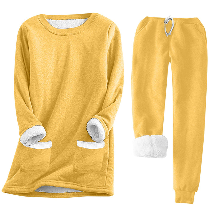 Damen Kuschelige LoungEchoarchivnzug mit Fleece-Innenfutter und praktischen Taschen Echoarchiv