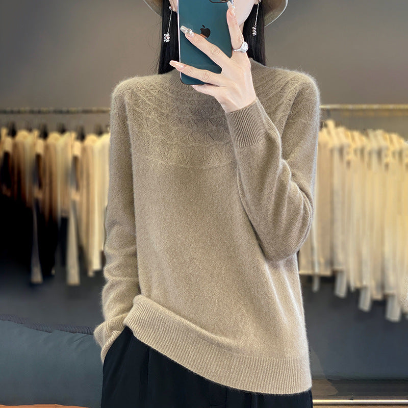 Damen Kuscheliger Mohair‑Optik Pullover mit Zierstruktur am Oberteil und Stehkragen Echoarchiv