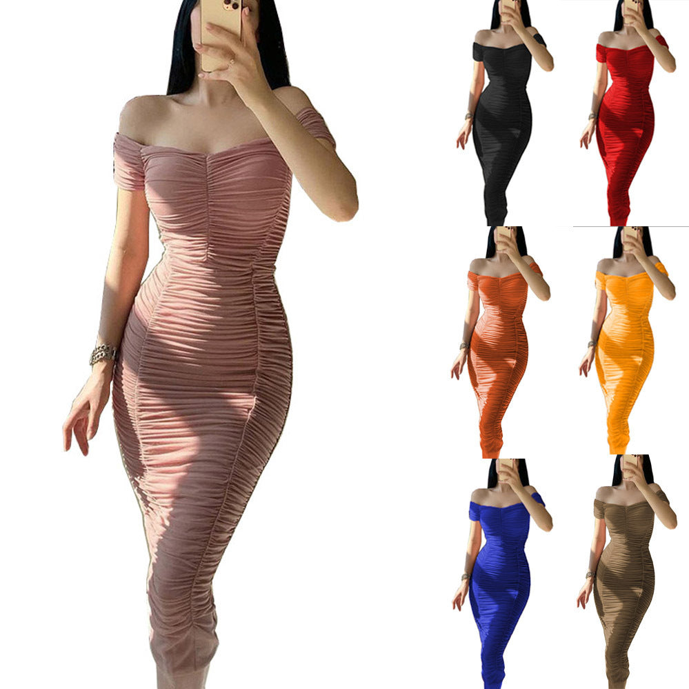 Damen Figurbetontes Wickelkleid mit Off-Shoulder Design und Raffung Echo Archiv