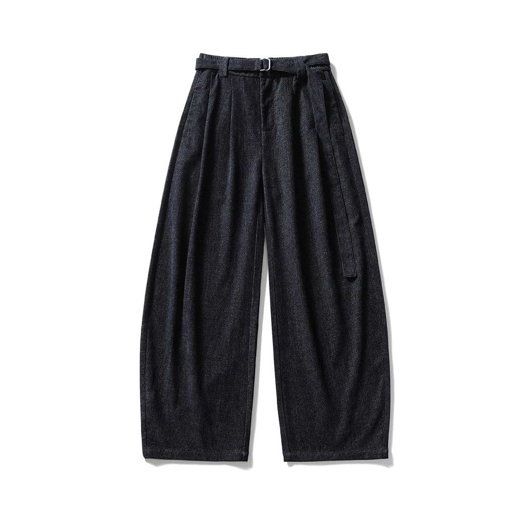 Damen Weite Hochtaillierte Bundfaltenhose mit Gürtel Echoarchiv