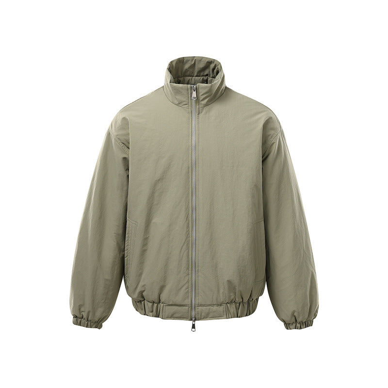 Unisex Boxy-Zipblousonjacke mit winddichter Microfaserhülle, hohem Stehkragen und Zweiwege-Reißverschluss Echoarchiv
