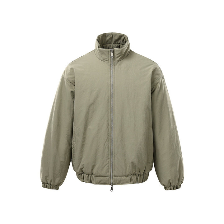 Unisex Boxy-Zipblousonjacke mit winddichter Microfaserhülle, hohem Stehkragen und Zweiwege-Reißverschluss Echoarchiv