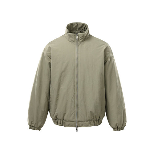 Unisex Boxy-Zipblousonjacke mit winddichter Microfaserhülle, hohem Stehkragen und Zweiwege-Reißverschluss Echoarchiv